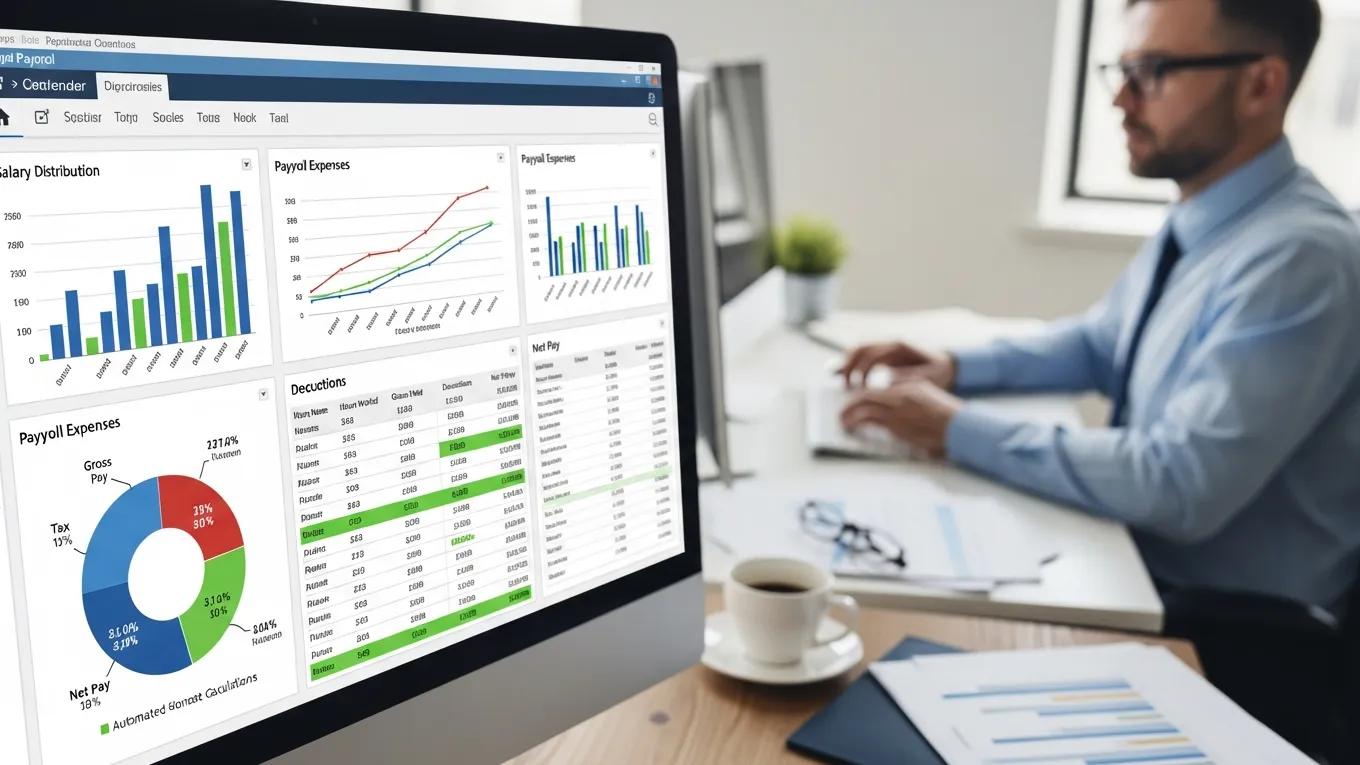 Close-up of automated payroll software enhancing accuracy and reducing errors