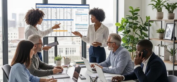 Payroll Administration and Compliance Guide Diverse team collaborating on payroll administration and compliance management in a modern office setting