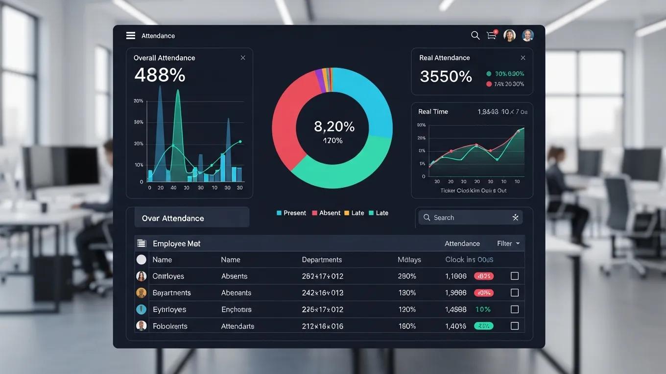 Digital dashboard showcasing automated attendance tracking metrics in a professional setting