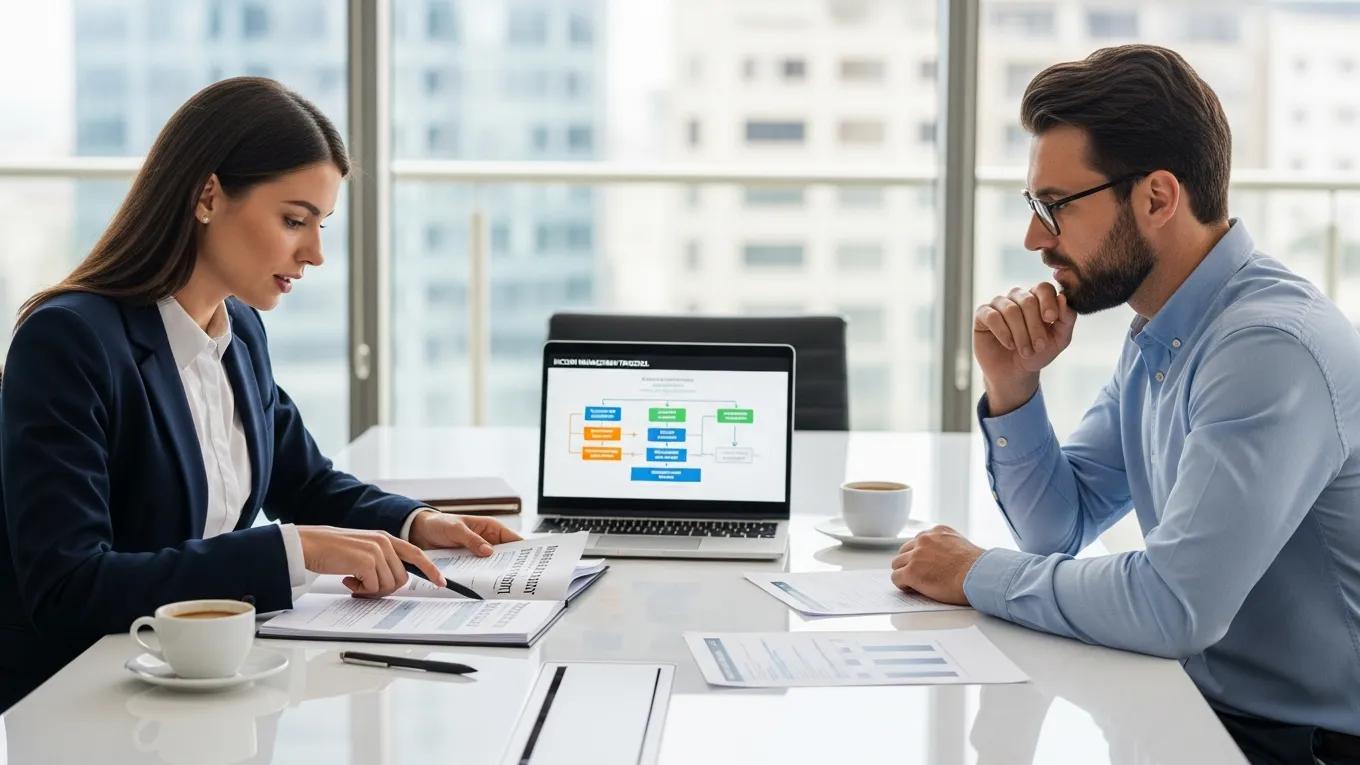 HR consultant discussing incident management strategies with a business owner