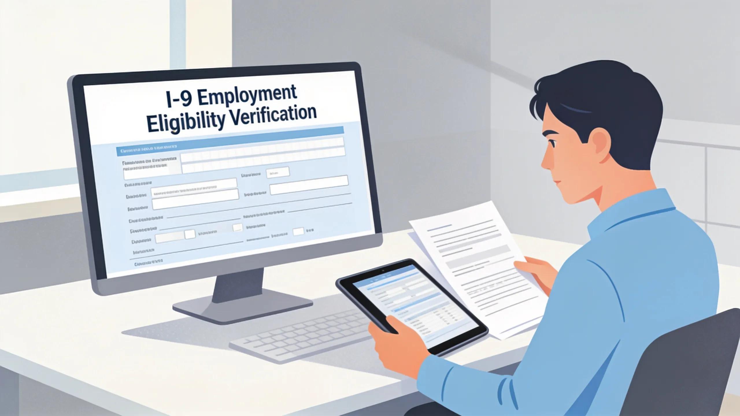 Efficient paperless I-9 process with digital documentation being reviewed