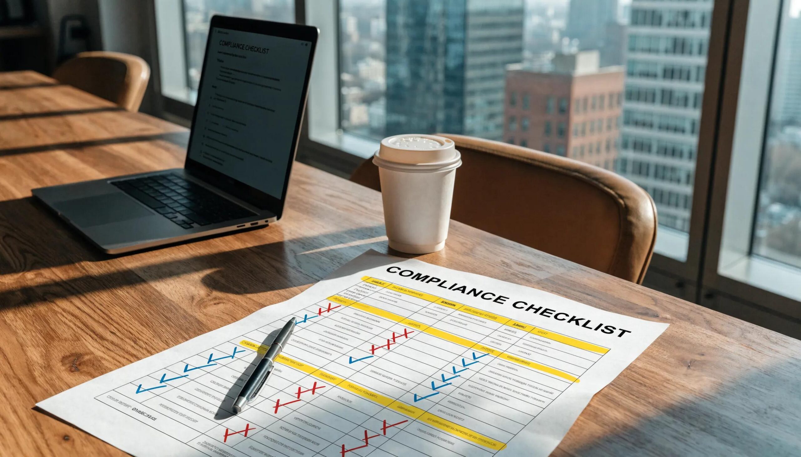 Compliance checklist on a desk symbolizing adherence to HR standards for small businesses