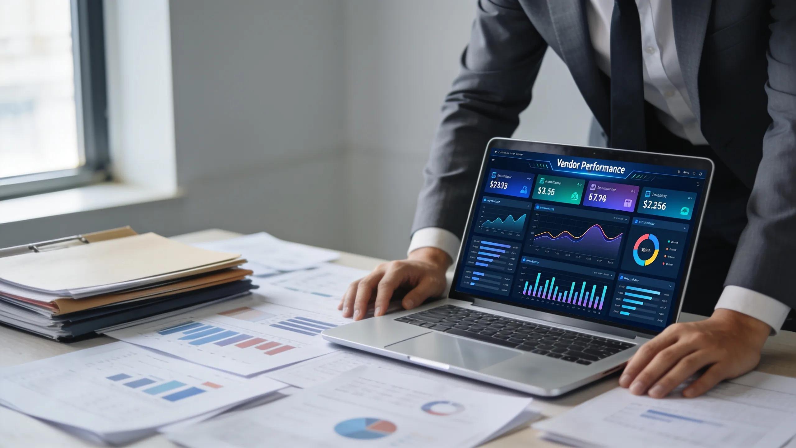 Business analysis of vendor performance data in a modern office setting